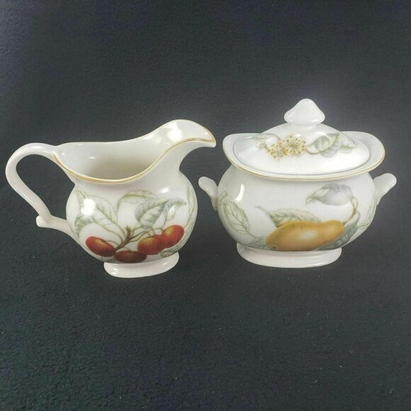 Charter Club Summer Grove Creamer Lidded Sugar Bowl Set Plum Currant Pear - Picture 3 of 11